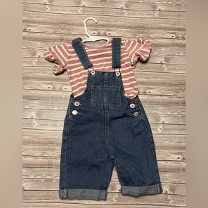 2 Piece Denim and Tee. Stripe shirt, Size 18/24 months